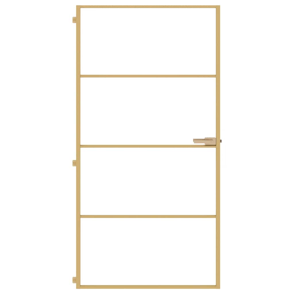 Porta Interna Sottile Oro 102,5x201,5 cm Vetro Temperato Alluminio