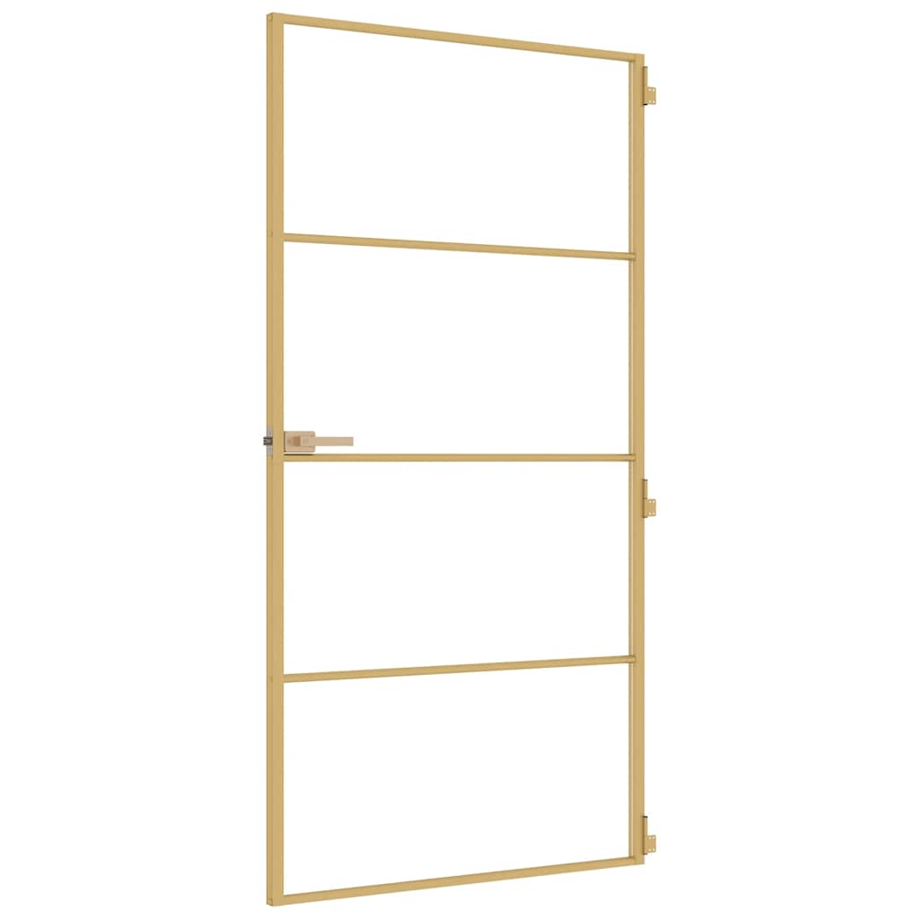 Porta Interna Sottile Oro 102,5x201,5 cm Vetro Temperato Alluminio