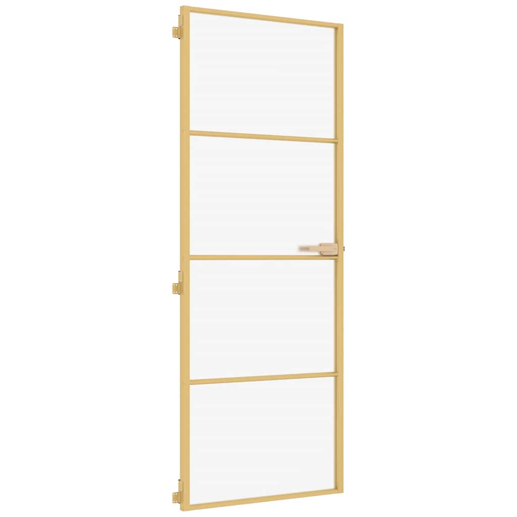 Porta Interni Vetro Temperato Oro 76x201,5cm Alluminio