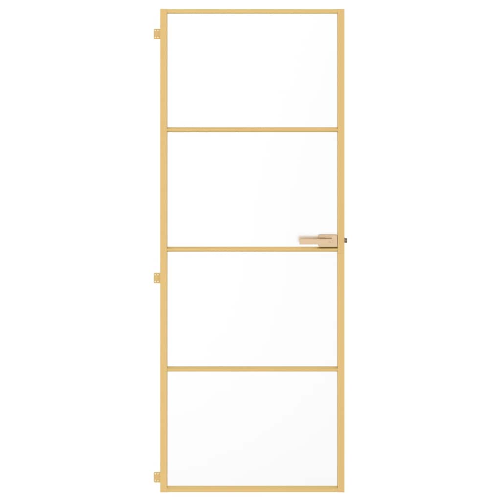 Porta Interni Vetro Temperato Oro 76x201,5cm Alluminio