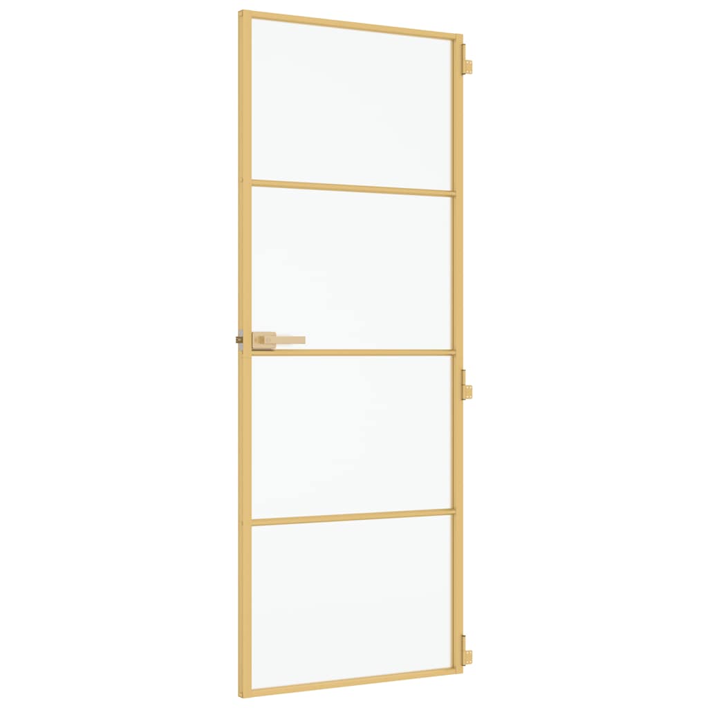 Porta Interni Vetro Temperato Oro 76x201,5cm Alluminio