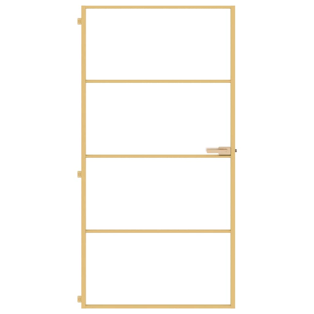 Porta Interni Sottile Oro 102,5x201,5 cm Vetro Temperato Alluminio