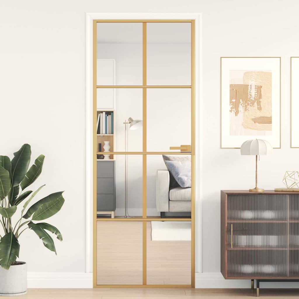 Porta Interni Vetro Temperato Oro 76x201,5cm Alluminio