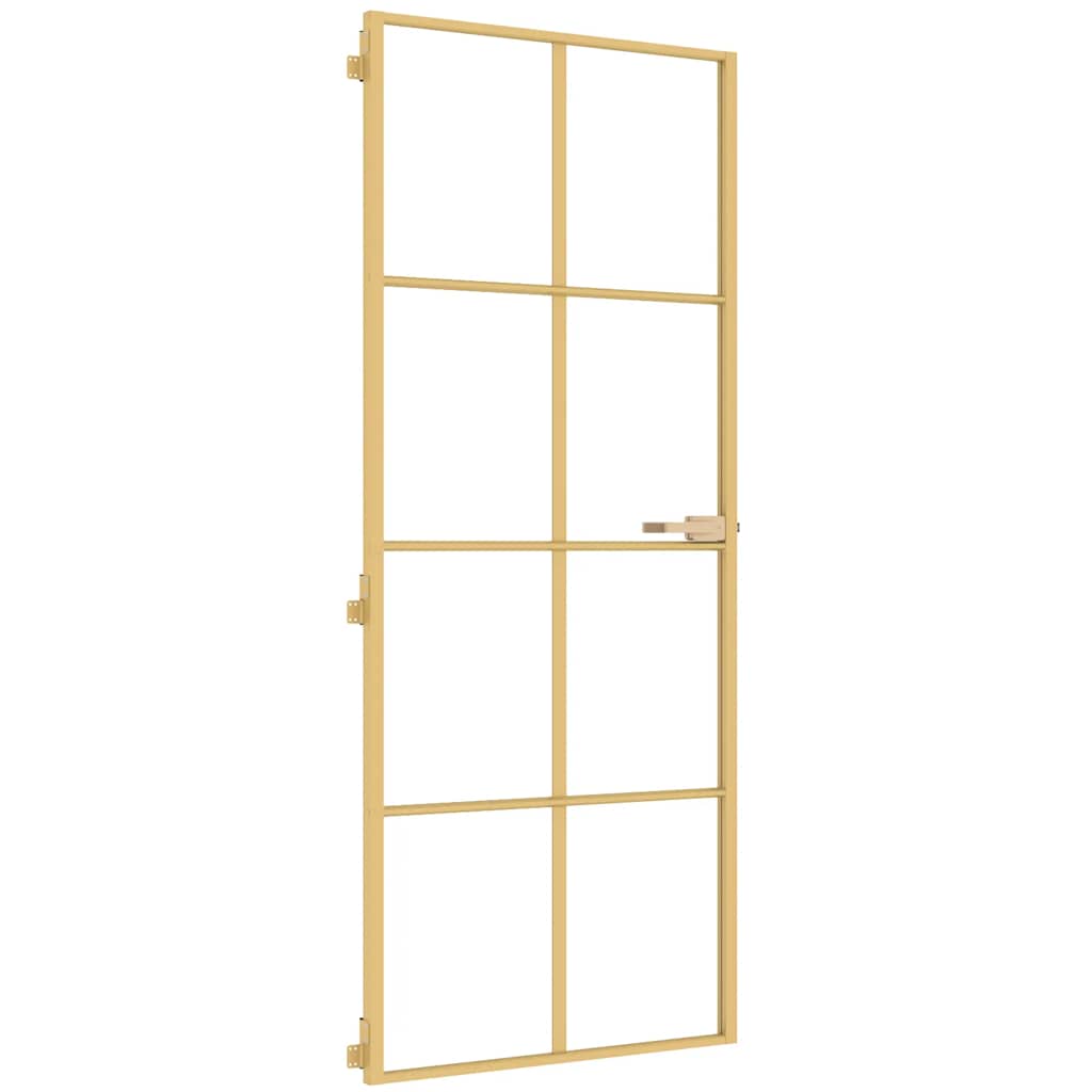 Porta Interni Sottile Oro 83x201,5cm Vetro Temperato Alluminio