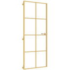 Porta Interni Sottile Oro 83x201,5cm Vetro Temperato Alluminio