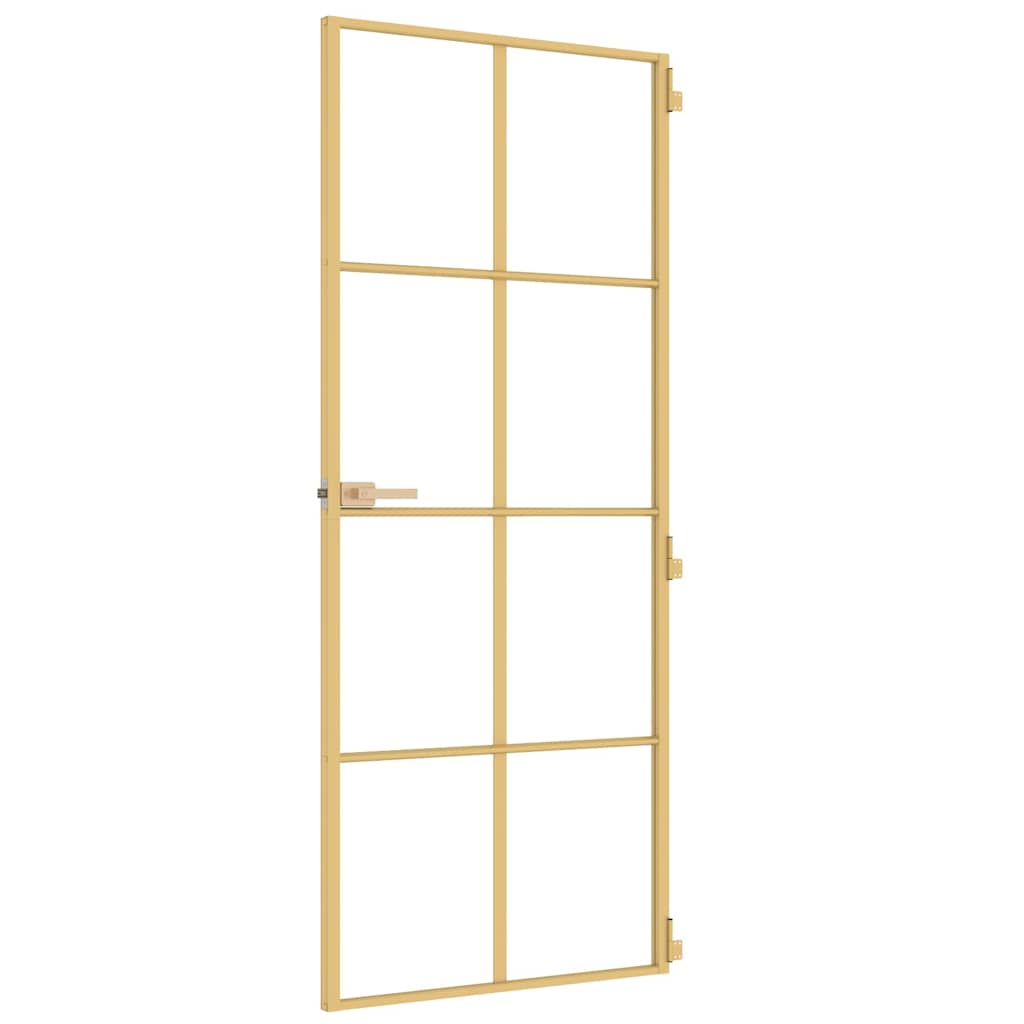 Porta Interni Sottile Oro 83x201,5cm Vetro Temperato Alluminio