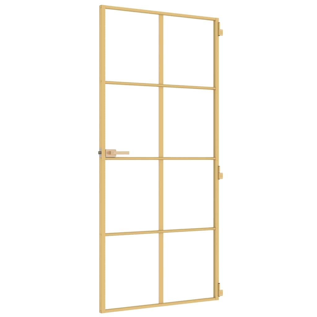 Porta Interni Vetro Temperato Alluminio Oro 93x201,5cm