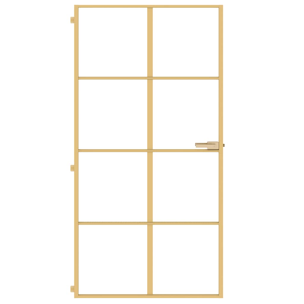 Porta Interni Sottile Oro Vetro Temperato Alluminio 102,5x201,5 cm