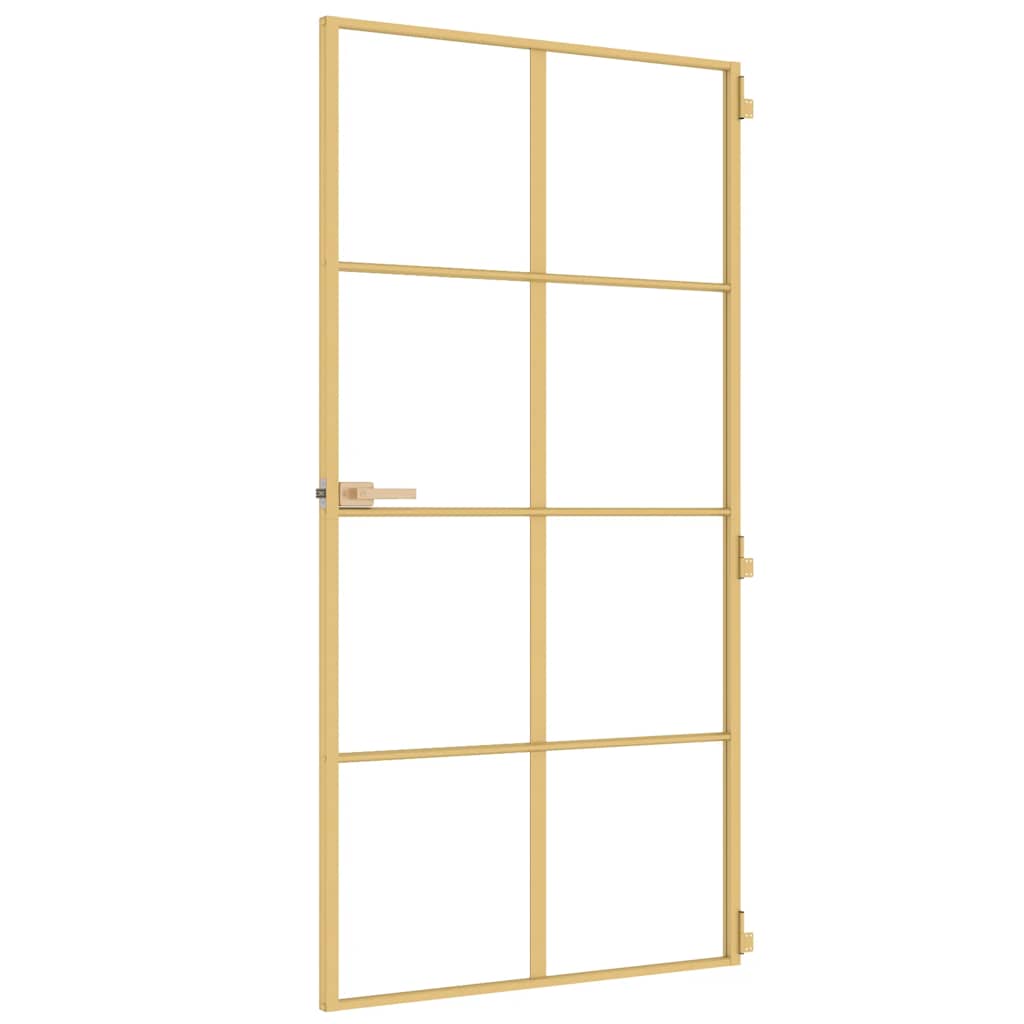 Porta Interni Sottile Oro Vetro Temperato Alluminio 102,5x201,5 cm