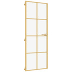 Porta Interna Sottile Oro 76x201,5cm Vetro Temperato Alluminio