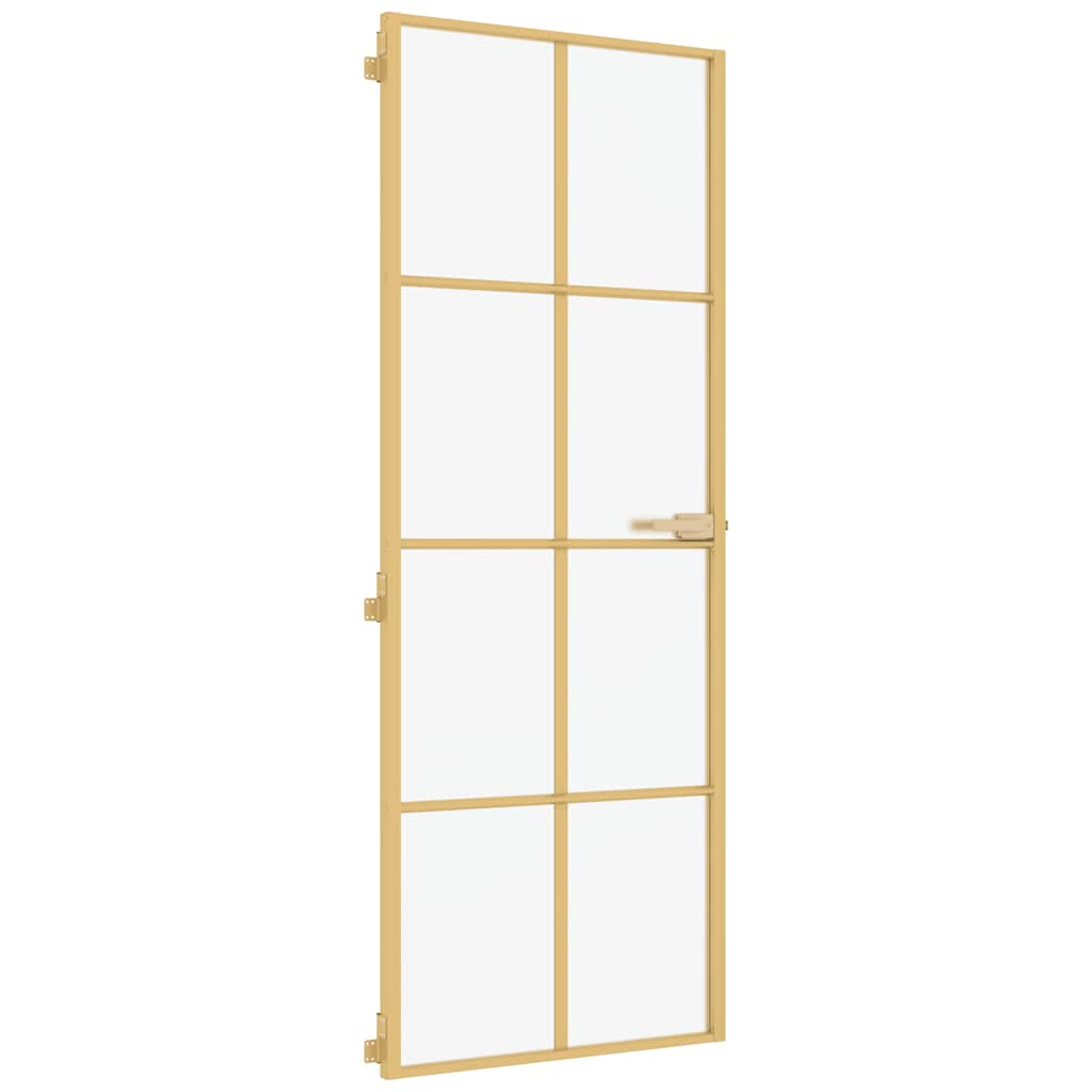 Porta Interna Sottile Oro 76x201,5cm Vetro Temperato Alluminio