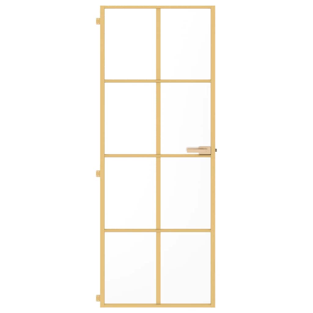Porta Interna Sottile Oro 76x201,5cm Vetro Temperato Alluminio