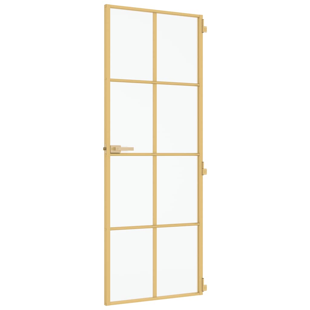 Porta Interna Sottile Oro 76x201,5cm Vetro Temperato Alluminio