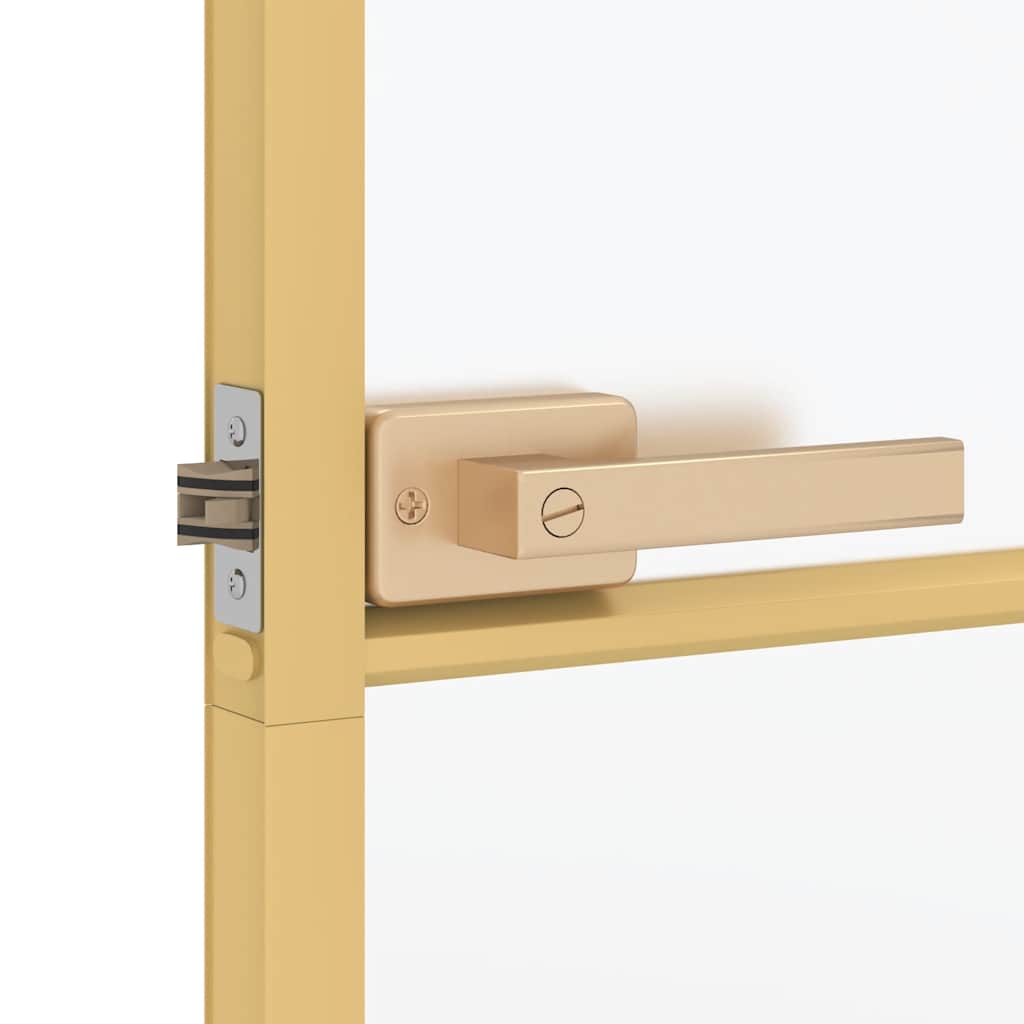 Porta Interna Sottile Oro 76x201,5cm Vetro Temperato Alluminio
