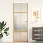 Porta Interna Sottile Oro 76x201,5cm Vetro Temperato Alluminio