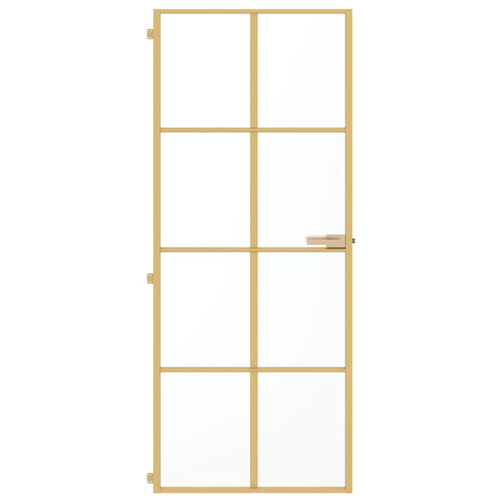 Porta Interni Sottile Oro 83x201,5cm Vetro Temperato Alluminio