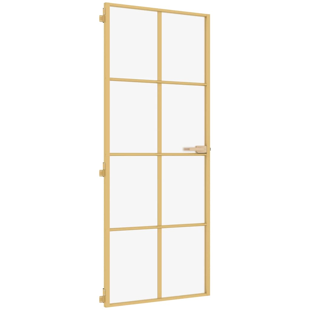 Porta Interni Vetro Temperato Opaco Oro 93x201,5cm Alluminio