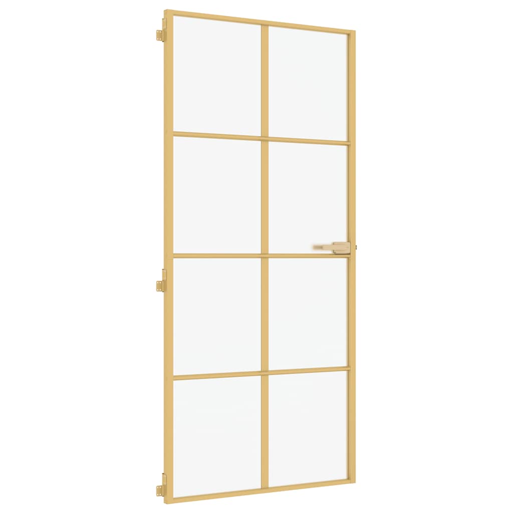 Porta Interni Vetro Temperato Opaco Oro 93x201,5cm Alluminio