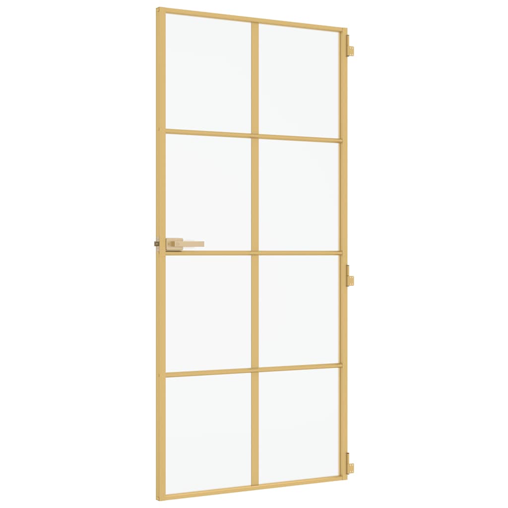 Porta Interni Vetro Temperato Opaco Oro 93x201,5cm Alluminio