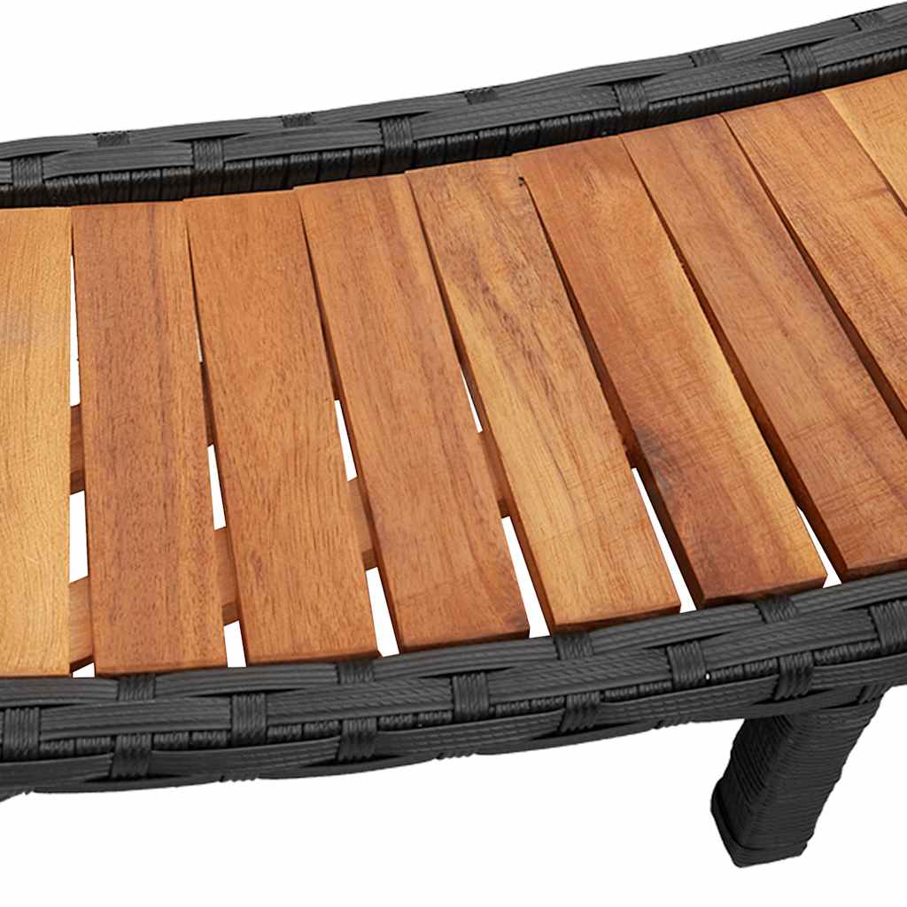 Bordo per Vasca da Spa con Portaoggetti e Gradino Polyrattan Nero