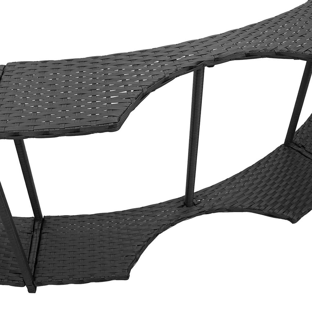 Bordo per Vasca da Spa con Portaoggetti e Gradino Polyrattan Nero