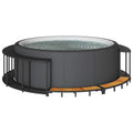 Bordo per Vasca da Spa con Portaoggetti e Gradino Polyrattan Nero