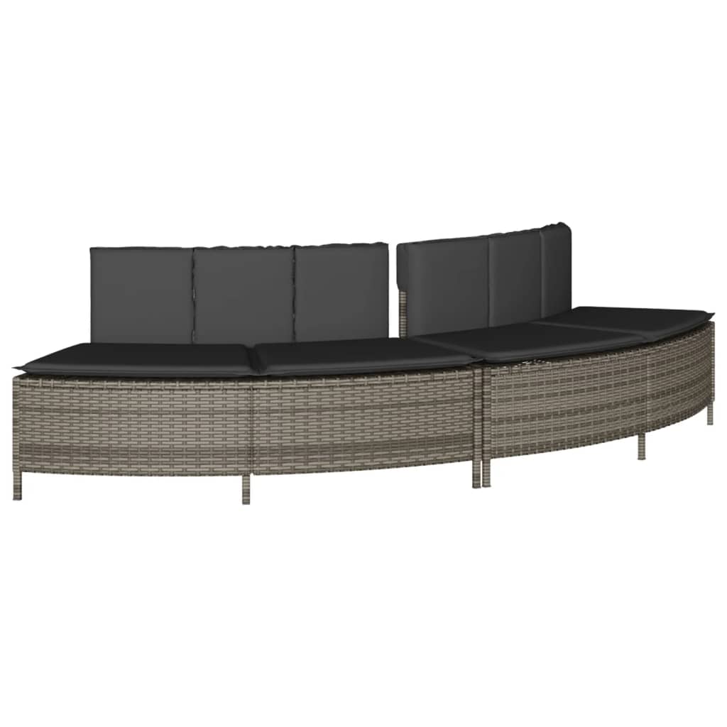 Panche Vasca Idromassaggio con Cuscini 2 pz in Polyrattan Grigio