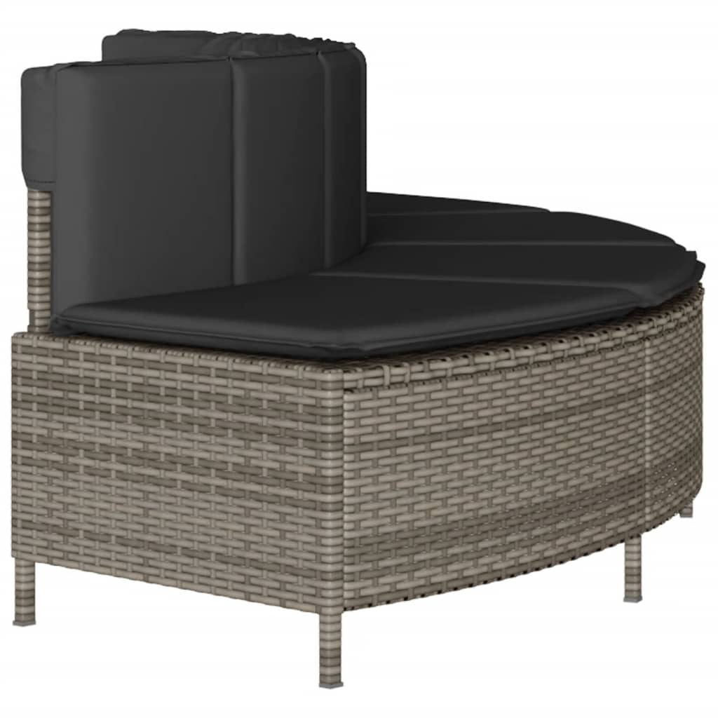 Panche Vasca Idromassaggio con Cuscini 2 pz in Polyrattan Grigio
