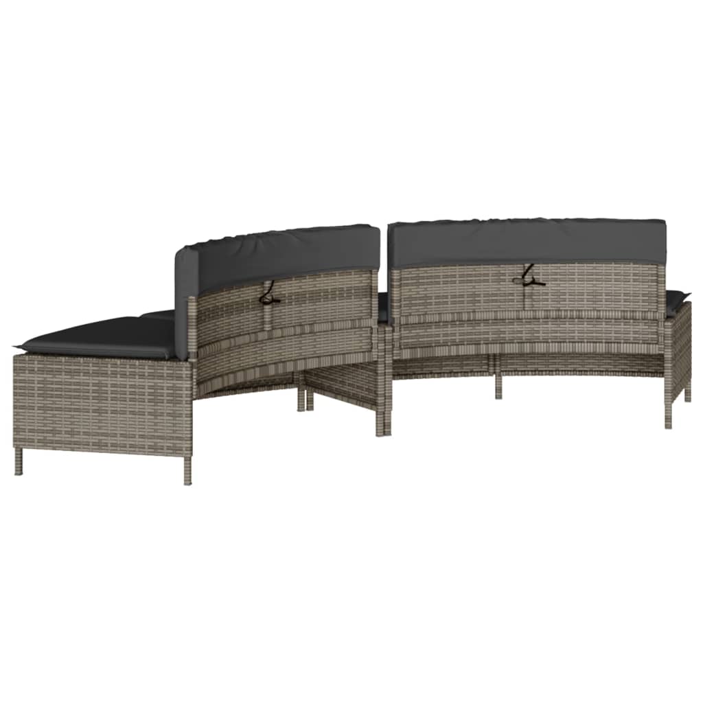Panche Vasca Idromassaggio con Cuscini 2 pz in Polyrattan Grigio