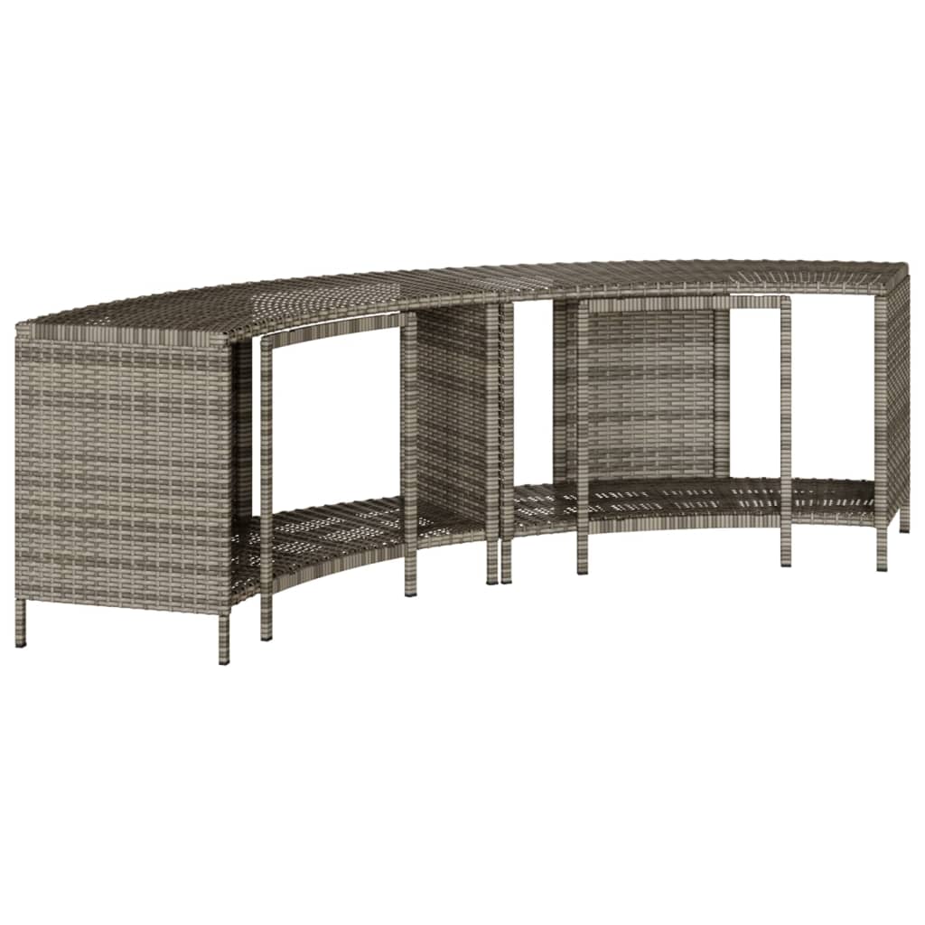 Scaffali Portaoggetti Vasca Idromassaggio 2 pz Polyrattan Grigio