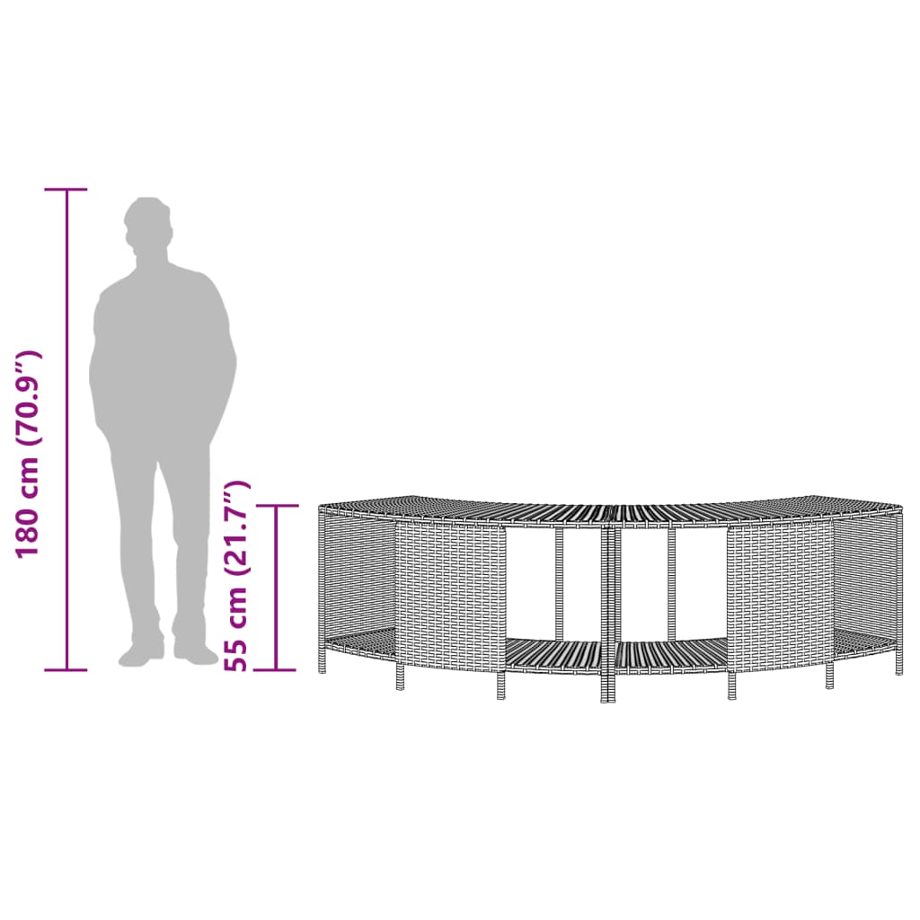 Scaffali Portaoggetti Vasca Idromassaggio 2 pz Polyrattan Grigio