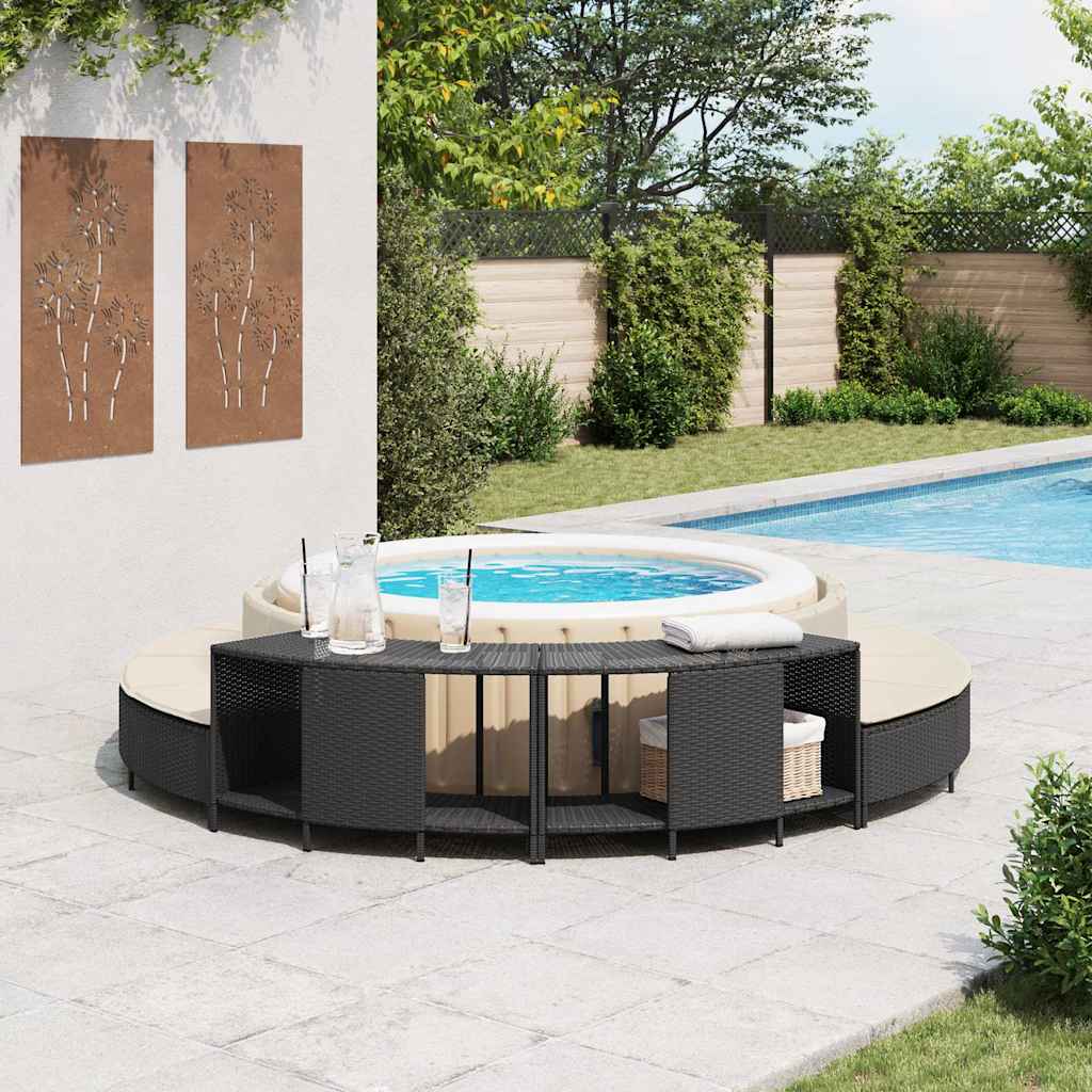Scaffali Portaoggetti Vasca Idromassaggio 2 pz Polyrattan Nero