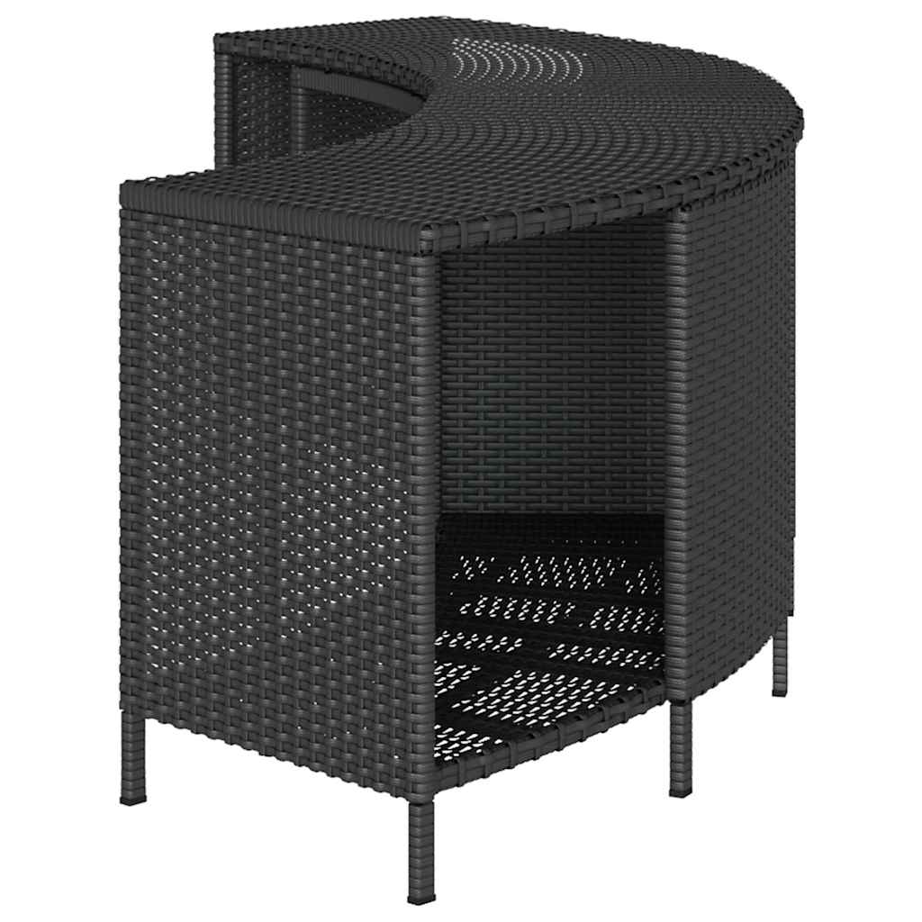 Scaffali Portaoggetti Vasca Idromassaggio 2 pz Polyrattan Nero
