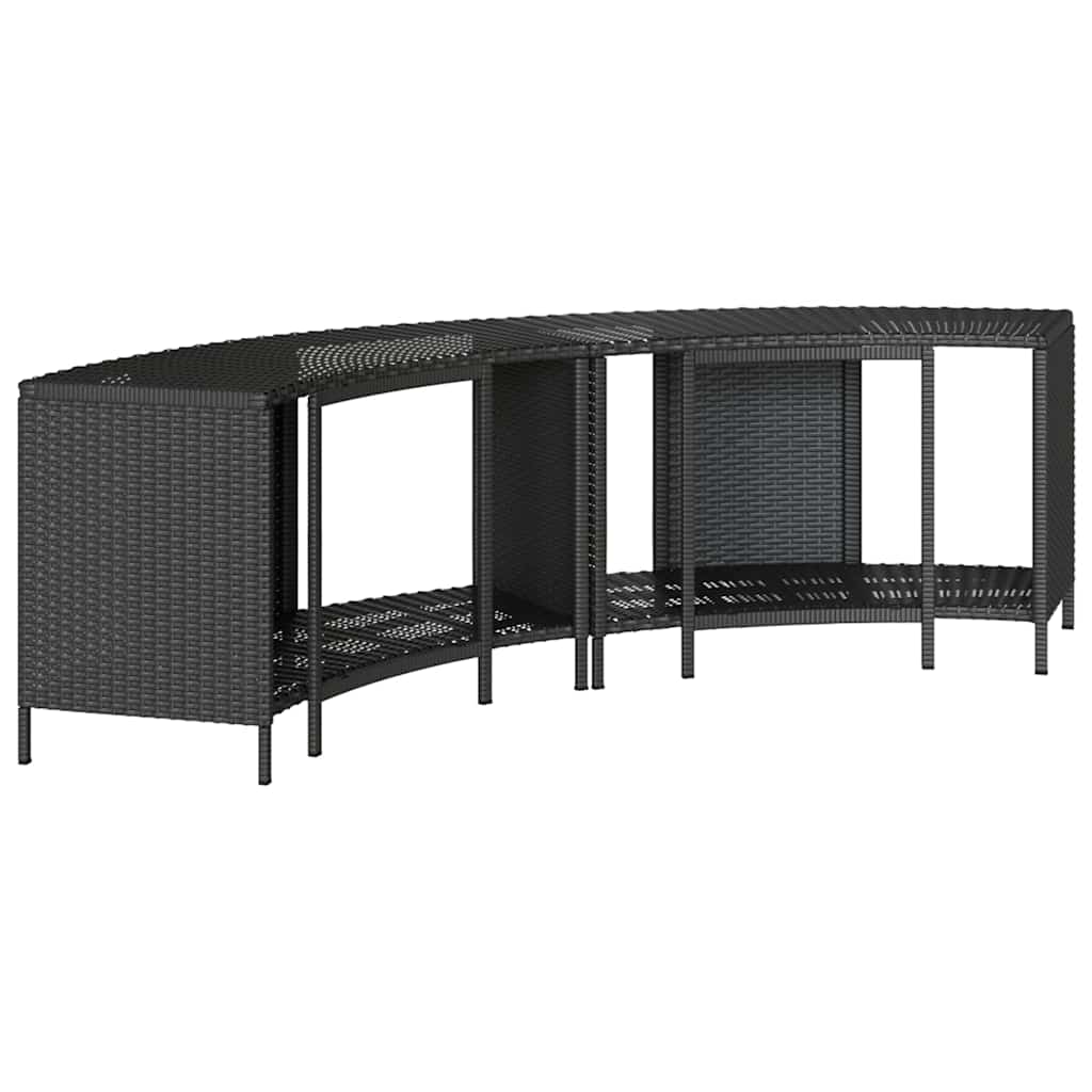 Scaffali Portaoggetti Vasca Idromassaggio 2 pz Polyrattan Nero