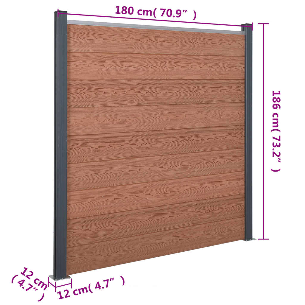Set Pannello di Recinzione Marrone 180x186 cm in WPC