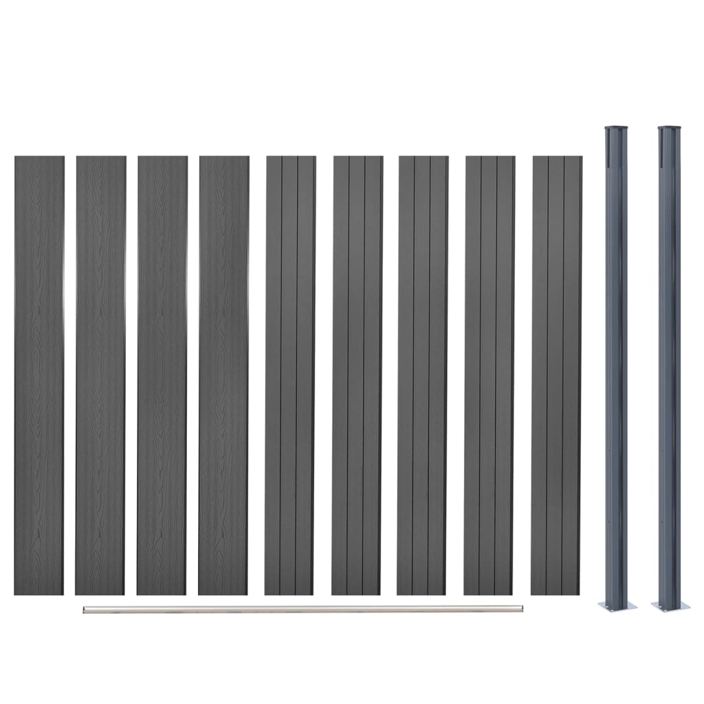Set Pannello Recinzione WPC Grigio 180x186 cm