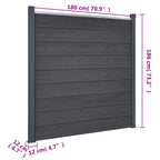 Set Pannello Recinzione WPC Grigio 180x186 cm