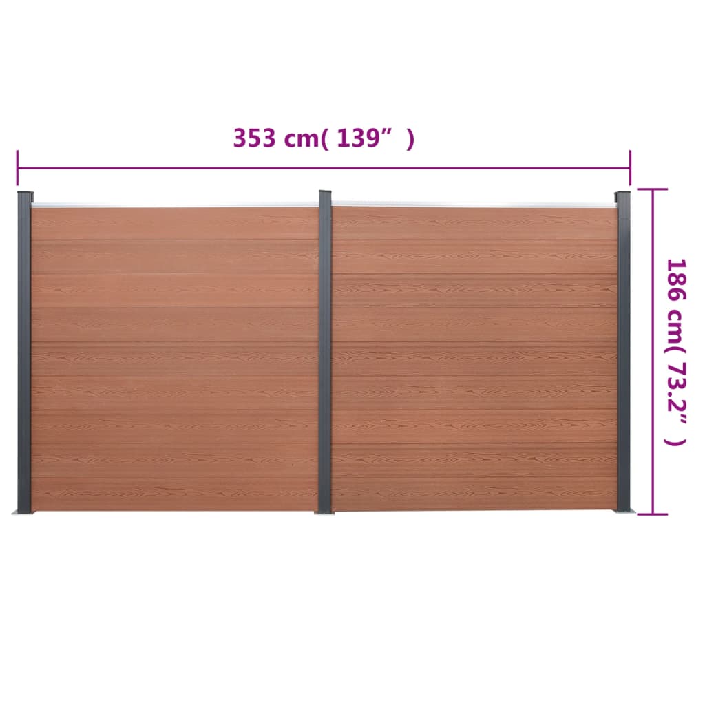 Set Pannello di Recinzione Marrone 353x186 cm in WPC