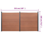 Set Pannello di Recinzione Marrone 353x186 cm in WPC