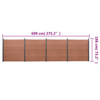 Set Pannello di Recinzione Marrone 699x186 cm in WPC
