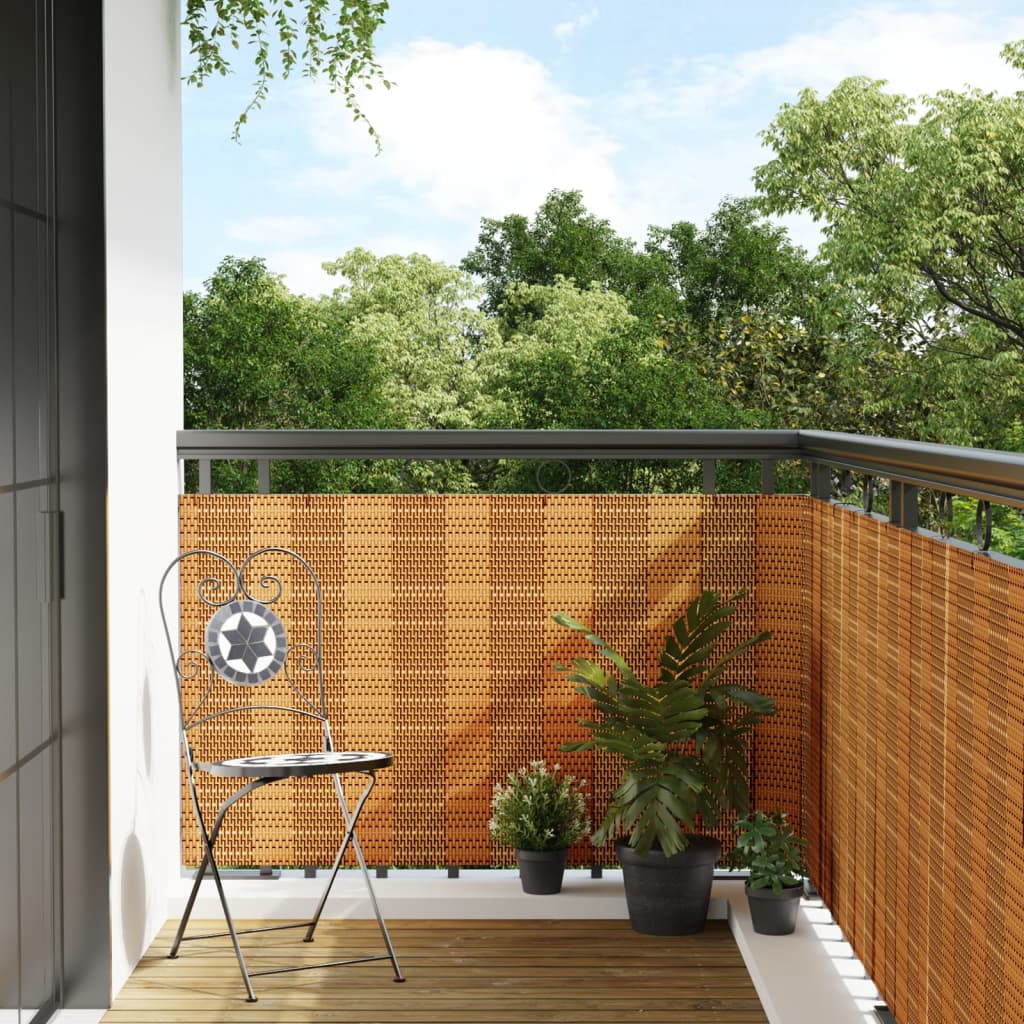 Paravento da Balcone Marrone Chiaro 600x80 cm Polyrattan