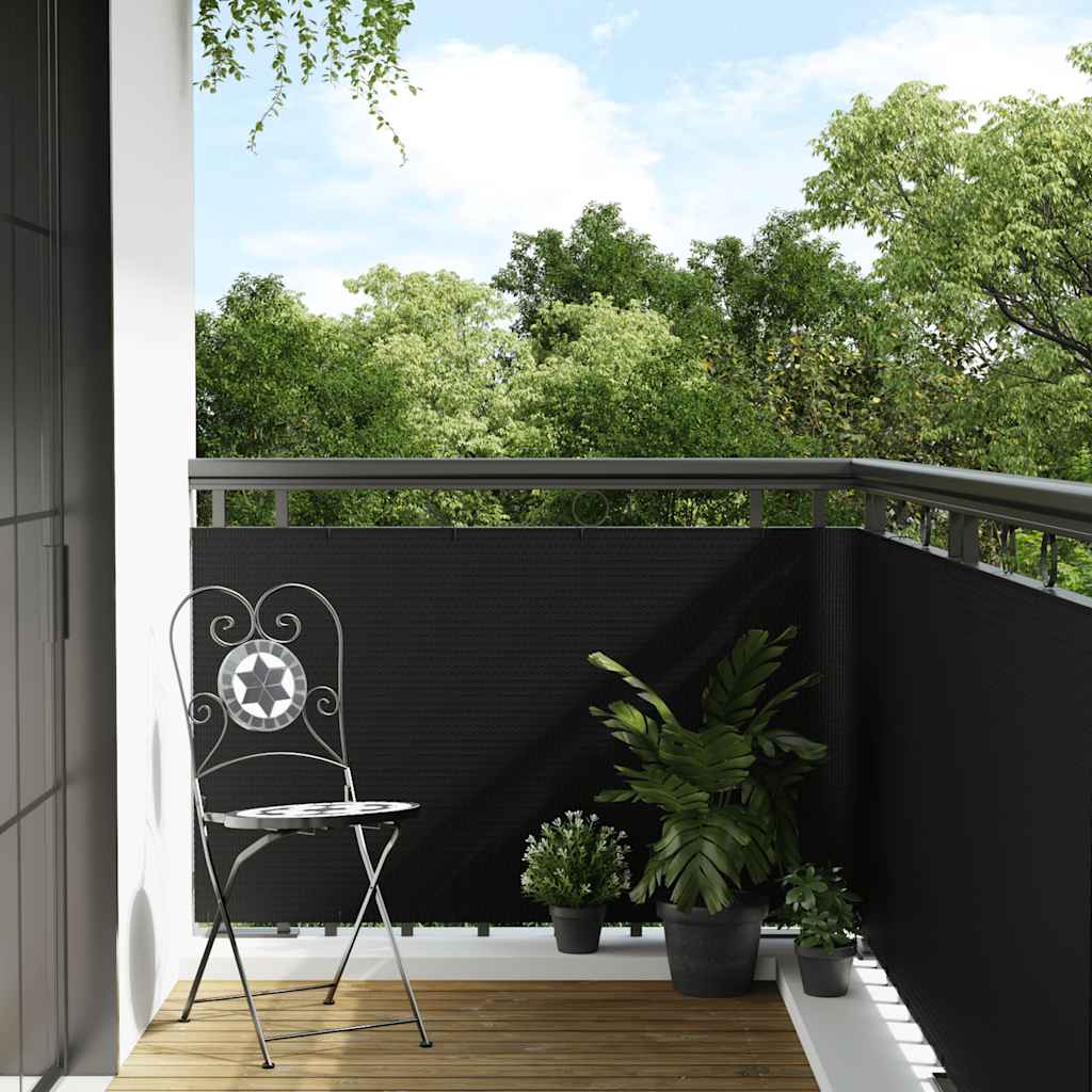 Paravento da Balcone Nero 1000x100 cm in Polyrattan