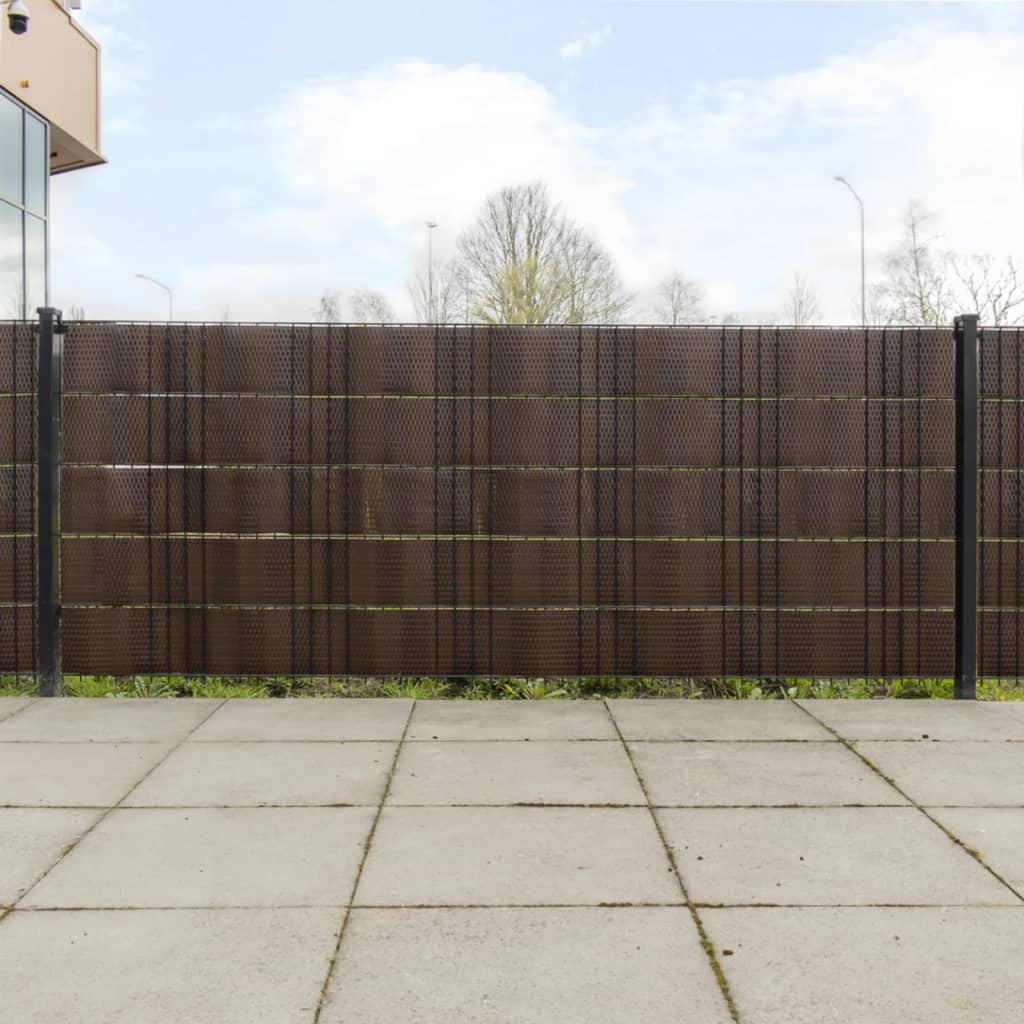Schermi da Balcone 10 pz Marrone e Nero 255x19 cm Polyrattan