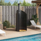 Doccia Esterna Nera 100x100x241,5 cm Polyrattan e Legno Acacia