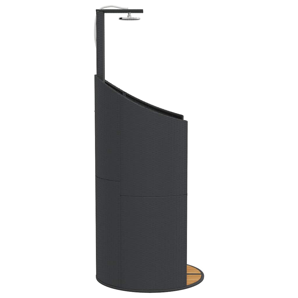 Doccia Esterna Nera 100x100x241,5 cm Polyrattan e Legno Acacia