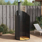 Doccia Esterna Nera 100x100x241,5 cm Polyrattan e Legno Acacia
