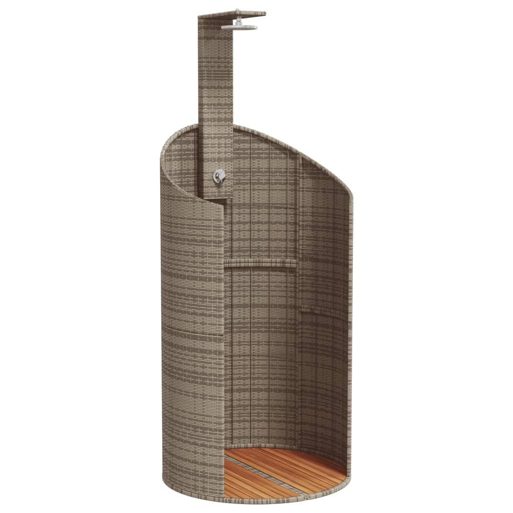 Doccia Esterno Grigia 100x100x241,5 cm Polyrattan e Legno Acacia