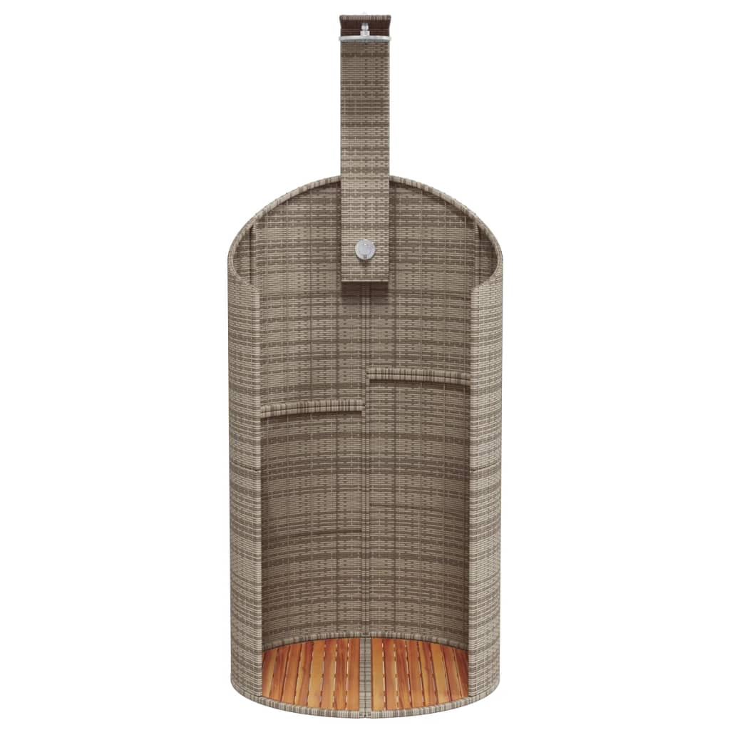 Doccia Esterno Grigia 100x100x241,5 cm Polyrattan e Legno Acacia