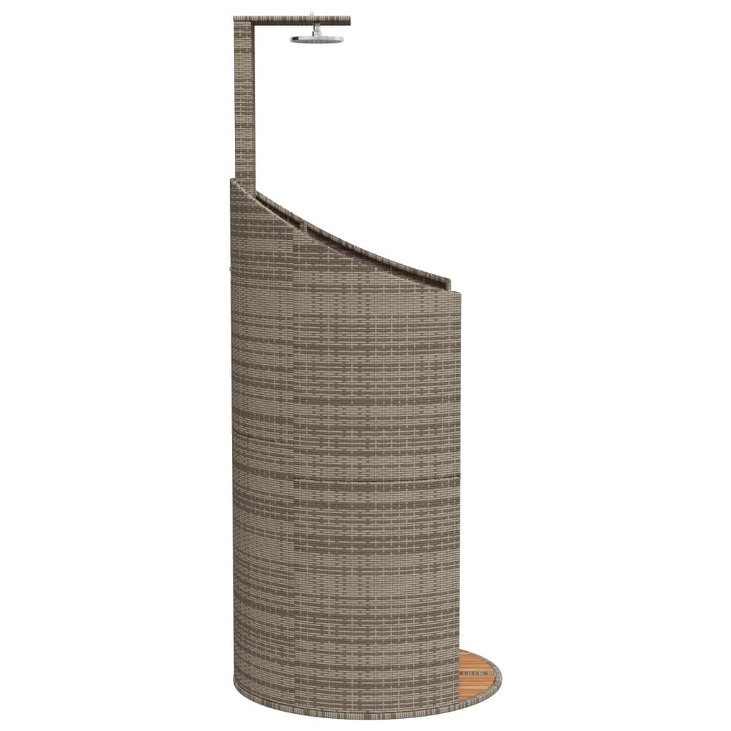 Doccia Esterno Grigia 100x100x241,5 cm Polyrattan e Legno Acacia