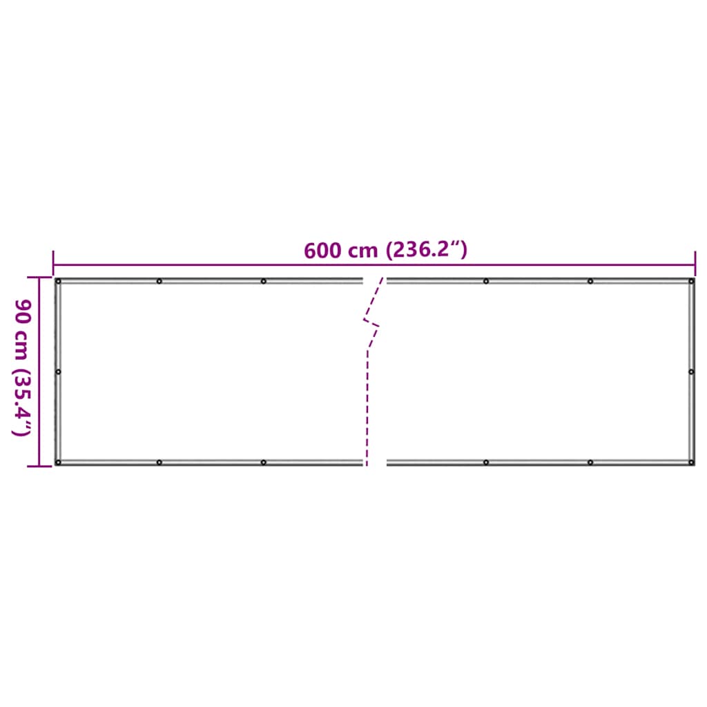 Paravento da Balcone Antracite 600x90 cm in PVC